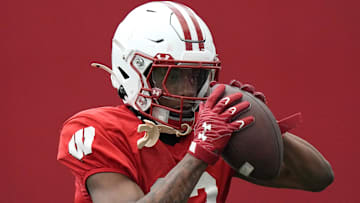 Wisconsin wide receiver Kyan Berry-Johnson (22) is shown during spring football practice Thursday, April 25, 2024 in Madison, Wisconsin. The Wisconsin Badgers football team plays their season opener against Western Michigan on August 31.