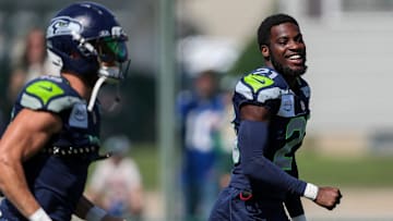 Seattle Seahawks cornerback Devon Witherspoon (21) runs between drills during a joint practice with the Green Bay Packers on Thursday, August 21, 2025, at Clarke Hinkle Field in Ashwaubenon, Wis.
Tork Mason/USA TODAY NETWORK-Wisconsin