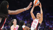 Team USA guard Diana Taurasi (12) looks to pass the ball against Team WNBA during the WNBA All-Star Game at Footprint Center in Phoenix on July 20, 2024.