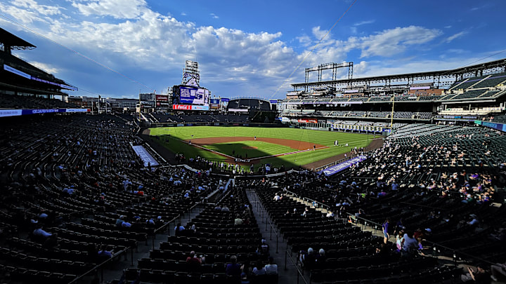 Jun 11, 2025; Denver, Colorado, USA; General wide view of Coors Field before the game between the San Francisco Giants against the Colorado Rockies.