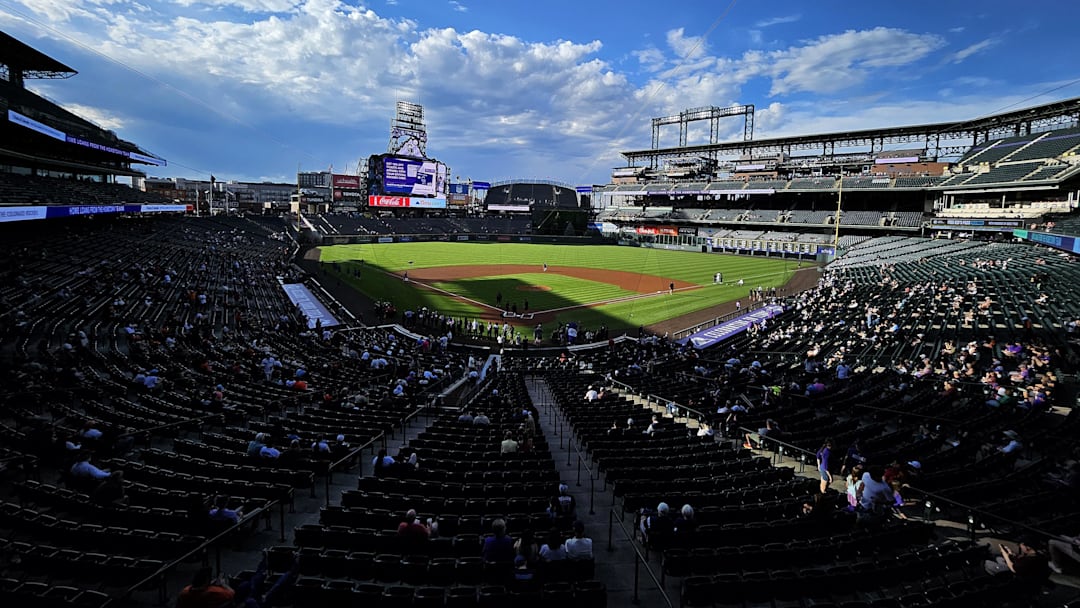Jun 11, 2025; Denver, Colorado, USA; General wide view of Coors Field before the game between the San Francisco Giants against the Colorado Rockies. Jun 11, 2025; Denver, Colorado, USA; General wide view of Coors Field before the game between the San Francisco Giants against the Colorado Rockies.
