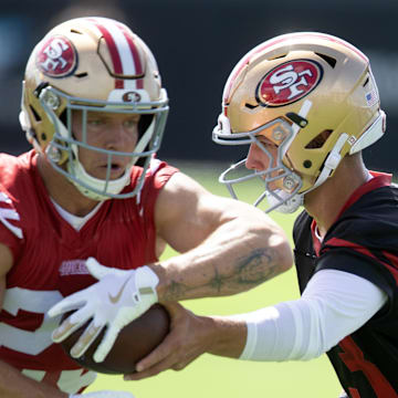 The 49ers will rely heavily on Christian McCaffrey (left) and Brock Purdy (right) as they develop the young talent on their roster.