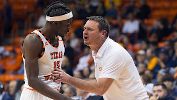 UTEP's head men’s basketball coach Joe Golding talks to Ahamad Bynum Jr. (12) during a men's basketball game against Kennesaw State on Saturday, Jan. 25, 2025, at the Don Haskins Center in El Paso, Texas.