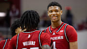Jan 2, 2025; Bloomington, Indiana, USA; Rutgers Scarlet Knights guard Ace Bailey (4) in the second half against the Indiana Hoosiers at Simon Skjodt Assembly Hall. Mandatory Credit: Trevor Ruszkowski-Imagn Images