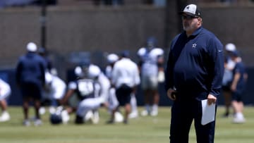 Jul 30, 2024; Oxnard, CA, USA; Dallas Cowboys head coach Mike McCarthy during training camp at the River Ridge Playing Fields in Oxnard, California.