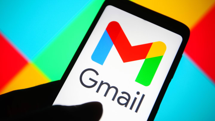 In this photo illustration, the logo of Google mail, a free...