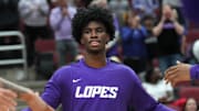 GCU Lopes guard Tyon Grant-Foster is introduced before their game against the South Carolina Gamecocks at Desert Diamond Arena in Glendale on Nov. 19, 2023.