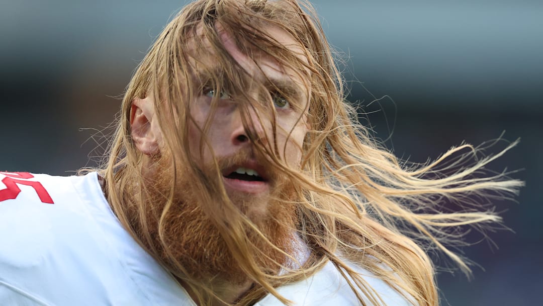George Kittle of the San Francisco 49ers pregame George Kittle of the San Francisco 49ers pregame
