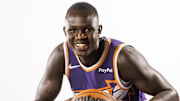 Sep 24, 2025; Phoenix, AZ, USA; Phoenix Suns center Khaman Maluach (10) poses for portrait during Media Day at PHX Arena. Mandatory Credit: Mark J. Rebilas-Imagn Images