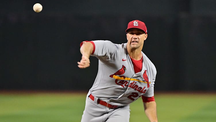 Jul 26, 2023; Phoenix, Arizona, USA;  St. Louis Cardinals starting pitcher Jack Flaherty (22) throws a pitch against the Arizona Diamondbacks