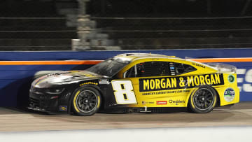 Sep 1, 2024; Darlington, South Carolina, USA; NASCAR Cup Series driver Kyle Busch (8) races during the Cook Out Southern 500 at Darlington Raceway. 