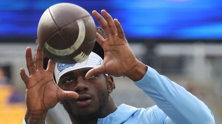 Oct 10, 2026; Pittsburgh, Pennsylvania, USA;  North Carolina Tar Heels defensive back Kaleb Cost (2) warms up before the game against the Pittsburgh Panthers at Acrisure Stadium.  Mandatory Credit: Charles LeClaire-Imagn Images
