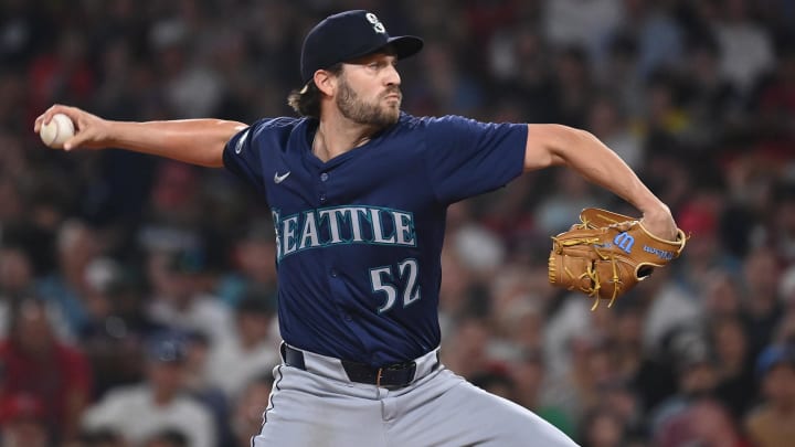 Seattle Mariners pitcher Collin Snider throws against the Boston Red Sox on July 30 at Fenway Park.