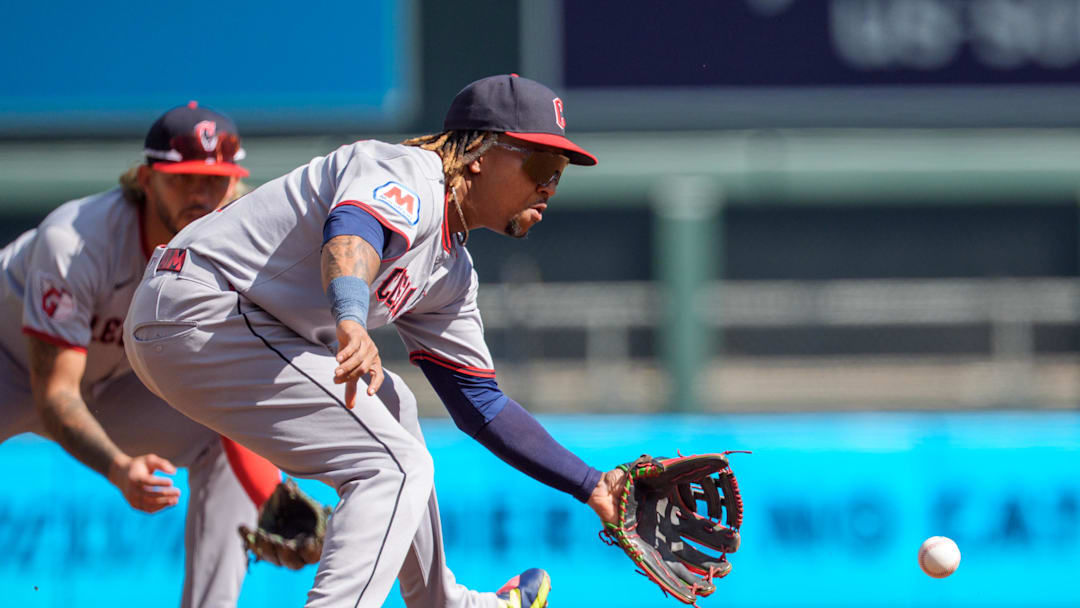 Cleveland Guardians third base Jose Ramirez fields a ball hit by Minnesota Twins second base Luke Keaschall. Cleveland Guardians third base Jose Ramirez fields a ball hit by Minnesota Twins second base Luke Keaschall.