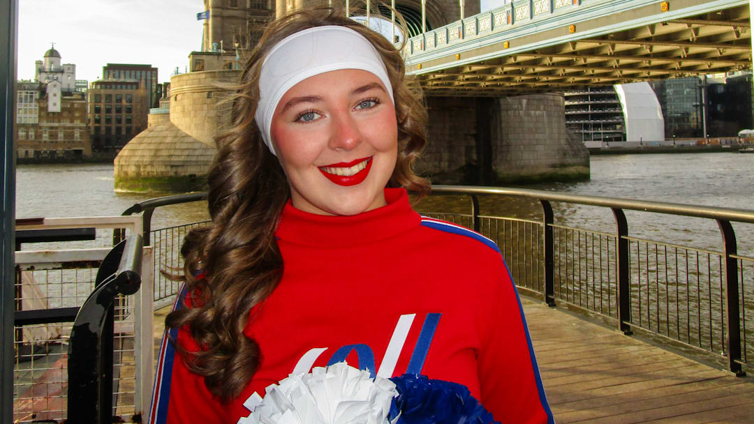 Northwest (TX) cheerleader Haylie Hollis during her trip to London, England as an All-American.