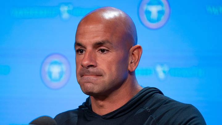 Tennessee Titans coach Robert Saleh speaks with the media before the Titans Rookie Camp Day 1 at Vanderbilt Health Football Center in Nashville, Tenn., Friday, May 1, 2026.