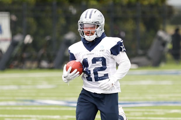 Dallas Cowboys running back Deuce Vaughn goes through a drill during practice at the Ford Center at the Star.