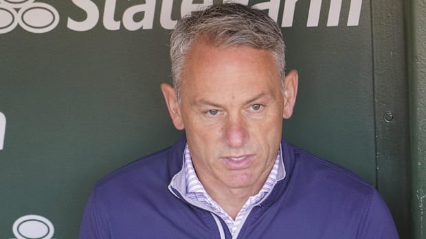 Jed HoyerPresident of the Chicago Cubs talks to the media before a game