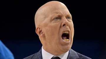 Nov 10, 2025; Los Angeles, California, USA;  UCLA Bruins head coach Mick Cronin yells as players during the first half against the West Georgia Wolves at Pauley Pavilion presented by Wescom Financial. Mandatory Credit: Jayne Kamin-Oncea-Imagn Images