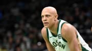 Feb 4, 2024; Boston, Massachusetts, USA; Boston Celtics guard Jordan Walsh (27) waits for action to resume during the second half against the Memphis Grizzlies at TD Garden. Mandatory Credit: Eric Canha-USA TODAY Sports