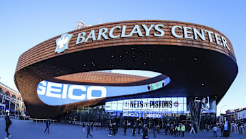 Mar 13, 2021; Brooklyn, New York, USA;  Fans gather outside prior to the start of the game between the Detroit Pistons and the Brooklyn Nets at Barclays Center. Mandatory Credit: Wendell Cruz-Imagn Images