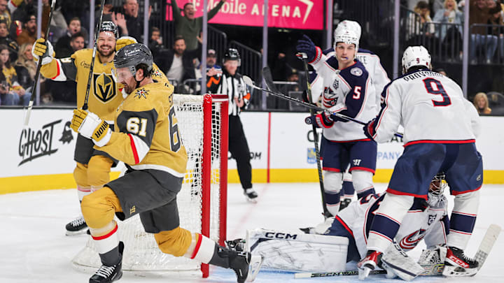 Vegas captain Mark Stone celebrates his second period goal, which would be the eventual game-winner. 
