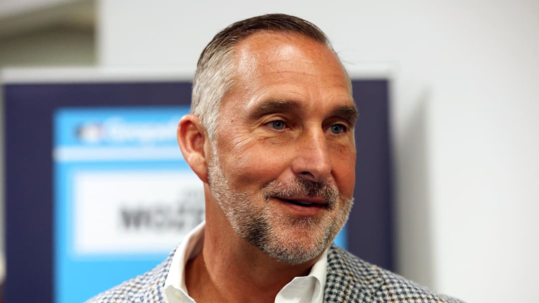 Feb 15, 2024; Tampa, FL, USA; St. Louis Cardinals president of baseball operations John Mozeliak talks with media at George M. Steinbrenner Field. Mandatory Credit: Kim Klement Neitzel-Imagn Images