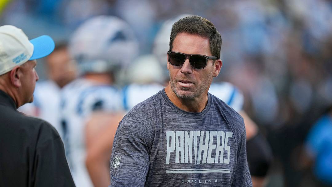 Jul 31, 2026; Charlotte, NC, USA; Carolina Panthers president of football operations and general manager Dan Morgan looks on during Fanfest at Bank of America Stadium. Mandatory Credit: Jim Dedmon-Imagn Images