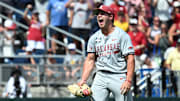 Gage Wood celebrates his no-hitter against Murray State.