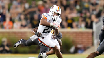 Aug 29, 2025; Waco, Texas, USA;  Auburn Tigers runningback Jeremiah Cobb (23) runs the ball against the Baylor Bears during the first half at McLane Stadium. Mandatory Credit: Chris Jones-Imagn Images