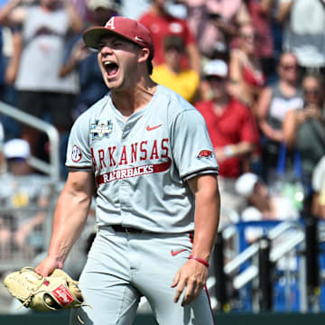 Gage Wood celebrates his no-hitter against Murray State.