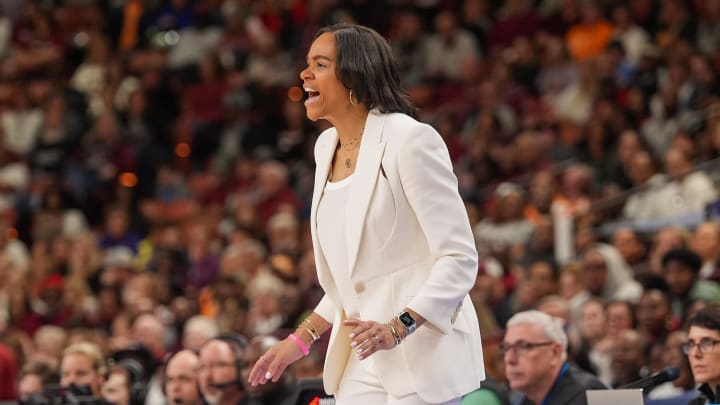 Mar 8, 2024; Greensville, SC, USA;  Texas A&M Aggies head coach Joni Taylor during the second half against the South Carolina Gamecocks at Bon Secours Wellness Arena. Mandatory Credit: Jim Dedmon-USA TODAY Sports