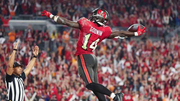 Tampa Bay Buccaneers wide receiver Chris Godwin (14) celebrates his touchdown.