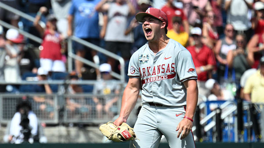Gage Wood celebrates his no-hitter against Murray State. | Steven Branscombe-Imagn Images