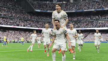 Brahim Diaz of Real Madrid and Fran Garcia of Real Madrid...