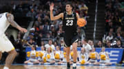 Mar 24, 2024; Indianapolis, IN, USA; Colorado Buffaloes forward Tristan da Silva (23) sets the offense during the second half against the Marquette Golden Eagles at Gainbridge FieldHouse.