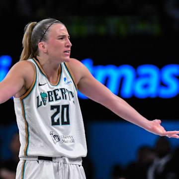 New York Liberty guard Sabrina Ionescu teamed up with Nike to promote her new shoes at Barclays Center.