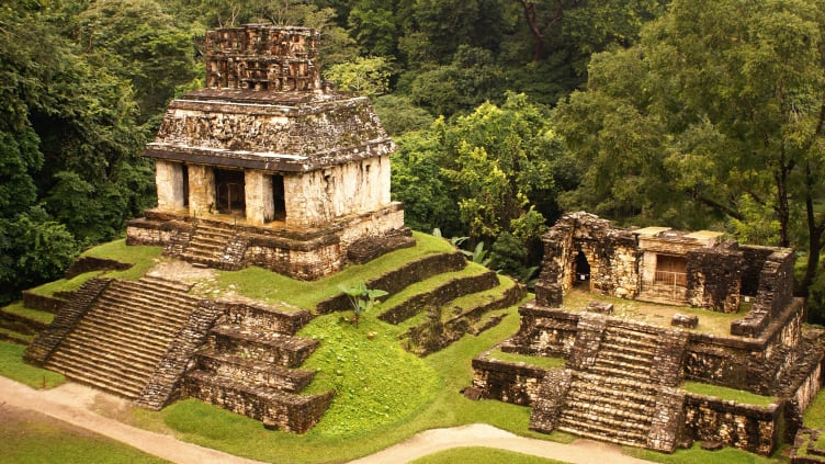 The ruins of the Maya settlement Palenque in Mexico.