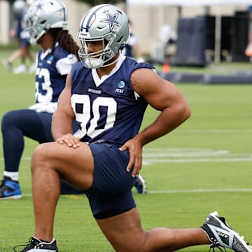 Dallas Cowboys DT Solomon Thomas goes through a drill during practice at the Ford Center at the Star Training Facility.