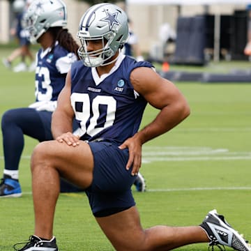 Dallas Cowboys DT Solomon Thomas goes through a drill during practice at the Ford Center at the Star Training Facility.