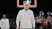 Feb 24, 2024; Coral Gables, Florida, USA; Miami Hurricanes head coach Jim Larranaga looks on after the game against the Georgia Tech Yellow Jackets at Watsco Center. Mandatory Credit: Sam Navarro-Imagn Images