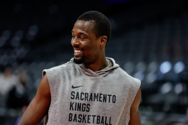 Sacramento Kings forward Harrison Barnes (40) smiles before the game against the Miami Heat at Golden 1 Center. 