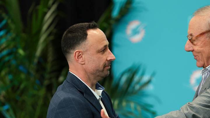 Miami Dolphins owner Stephen Ross, general manager Jon-Eric Sullivan 