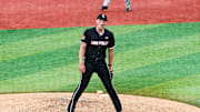 Louisville baseball right-handed pitcher Patrick Forbes vs. Miami in the 2025 Louisville Super Regional