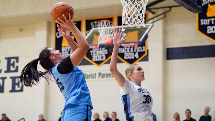 Springfield freshman Nuari Filipe goes up for a shot against Marist Catholic in early December.