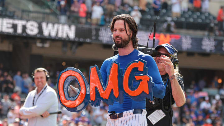 New York Mets left fielder Jesse Winker (3) celebrates after hitting a game-winning solo home run during the bottom of the ninth inning against the Baltimore Orioles at Citi Field on Aug 21.