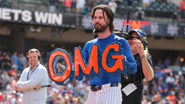 Aug 21, 2024; New York City, New York, USA; New York Mets left fielder Jesse Winker (3) celebrates after hitting a game-winning solo home run during the bottom of the ninth inning against the Baltimore Orioles at Citi Field. Mandatory Credit: Vincent Carchietta-USA TODAY Sports