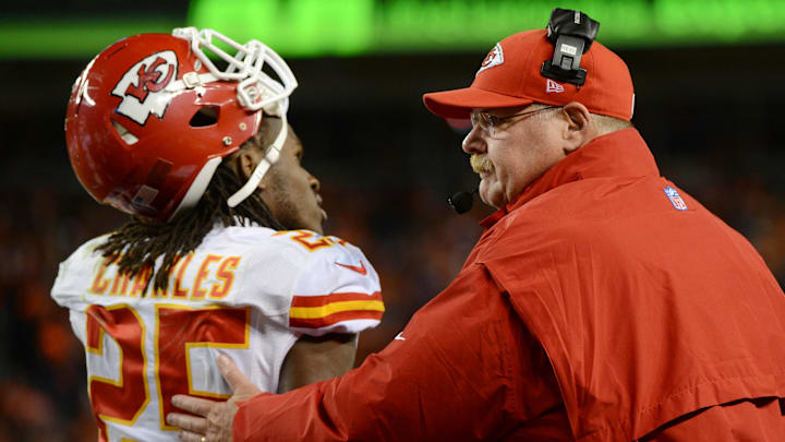 Kansas City Chiefs head coach Andy Reid and former running back Jamaal Charles