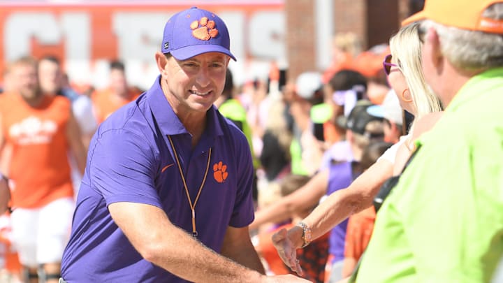 The Clemson Tigers football annual Orange and White Spring game was held on April 5, 2025, at Memorial Stadium in Clemson, South Carolina.. Clemson head coach Dabo Swinney during Tiger Walk before the game in Memorial Stadium at Clemson, Saturday, November 30, 2024.