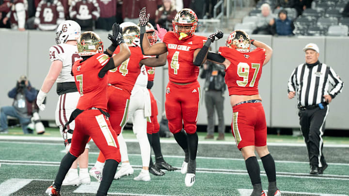 Nov 29, 2024; East Rutherford, NJ, USA; Bergen Catholic vs. Don Bosco in the NJSIAA Non-Public A football final at MetLife Stadium. Bergen Catholic celebrates getting a safety in the fourth quarter.